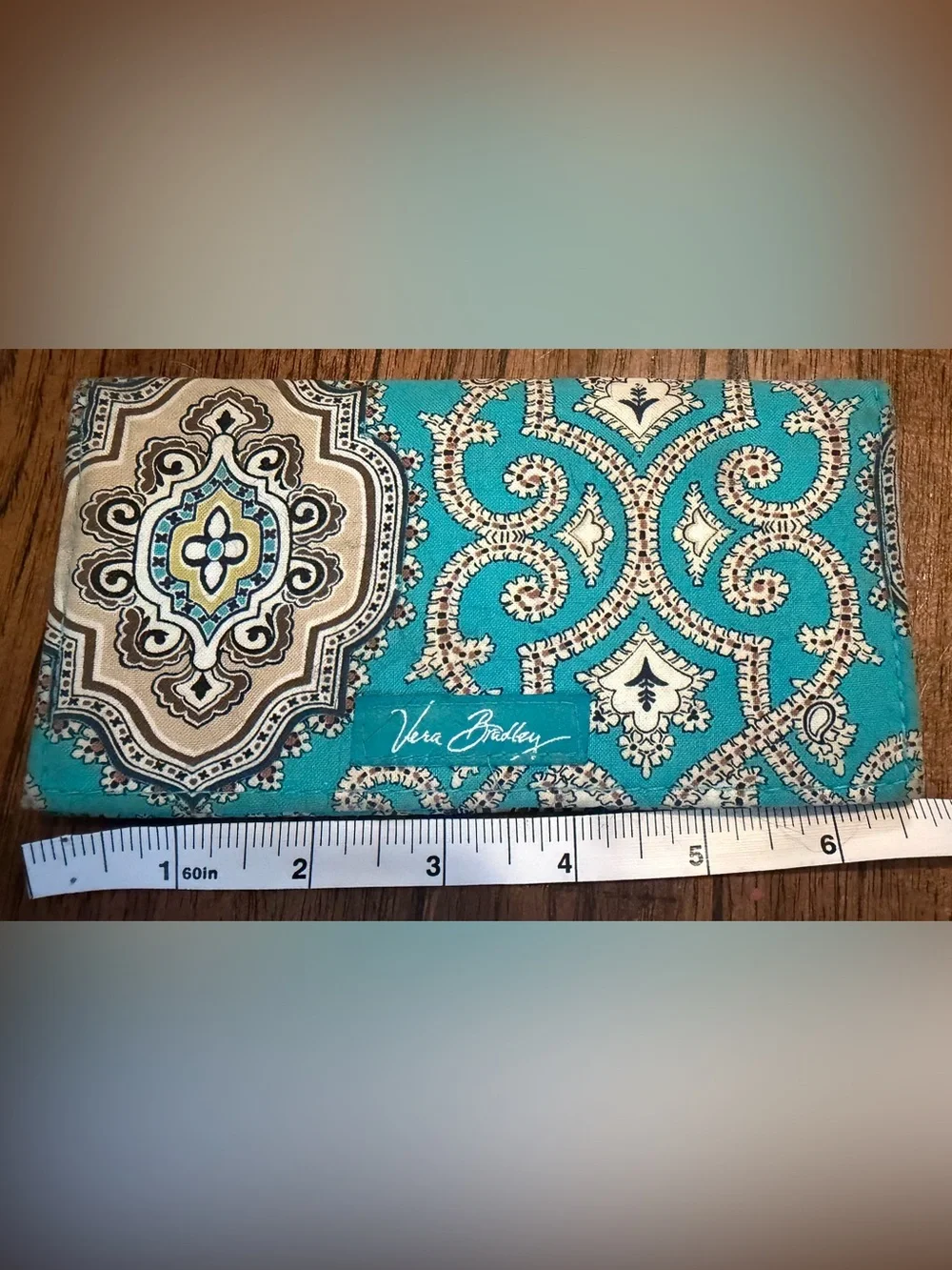 Vera Bradley Totally Turq Retired Turquoise Paisley Quilted Wallet
